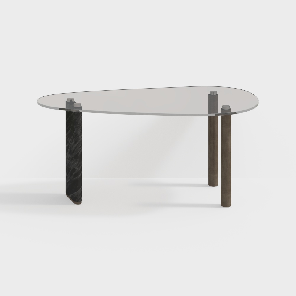 Italian Light Luxury Irregular Glass Dining Table
