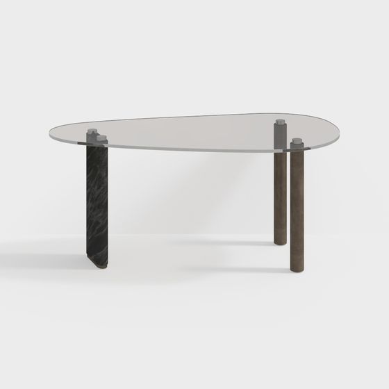 Elegant Oval Glass Dining Table 3D model