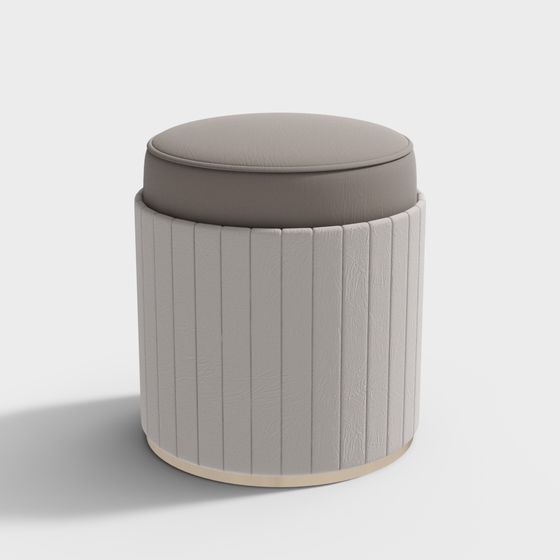 Modern Minimalist Small Round Stool 3D Model in Gray