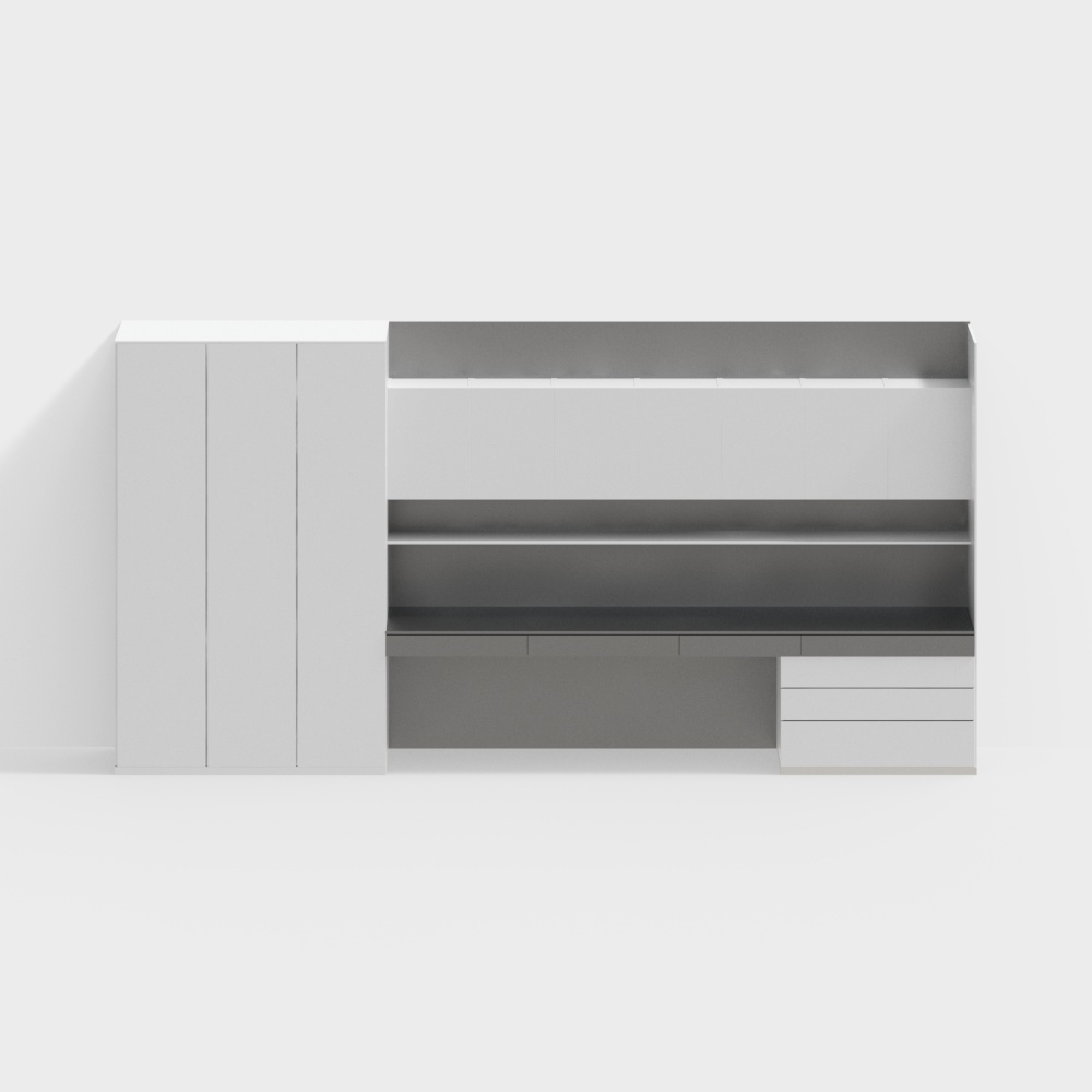 Modern Minimalist Bookshelf with Desk