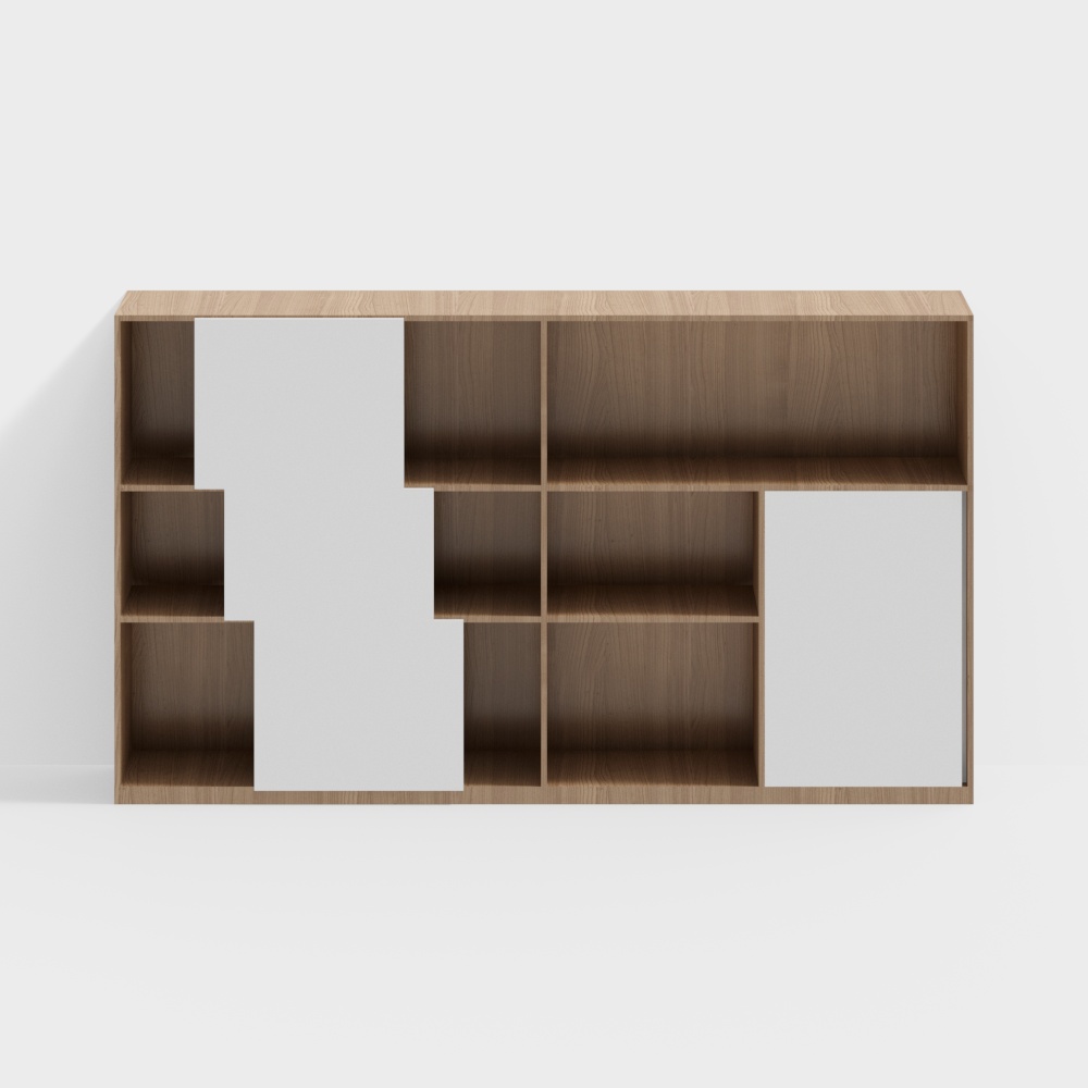 Simple Open Bookcase with Original Wood