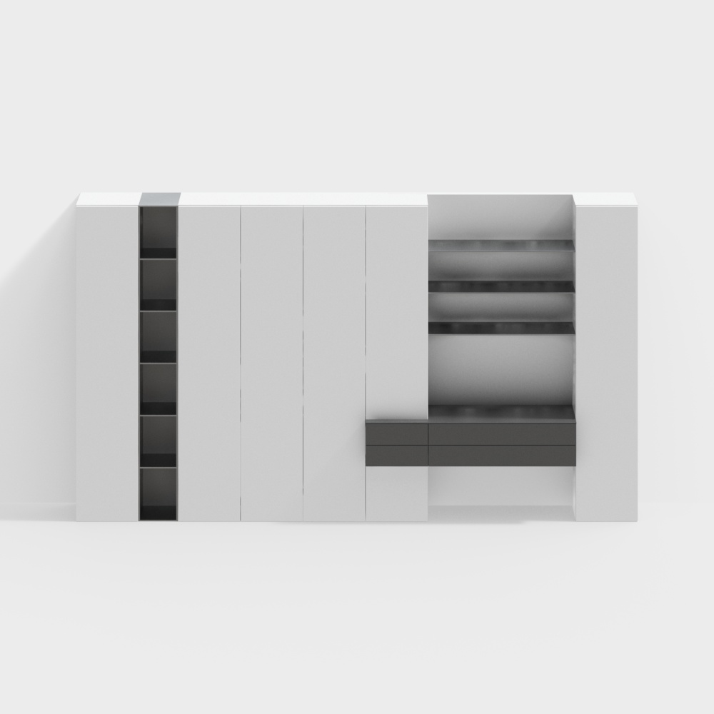 Modernes minimalistisches Bücherregal mit Schreibtisch