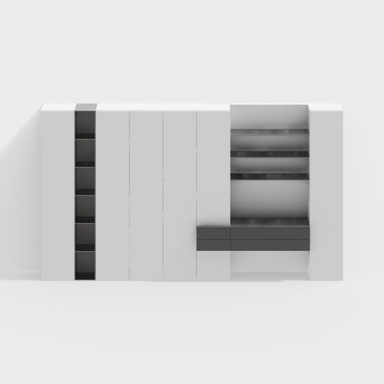 Modernes minimalistisches Bücherregal mit Schreibtisch