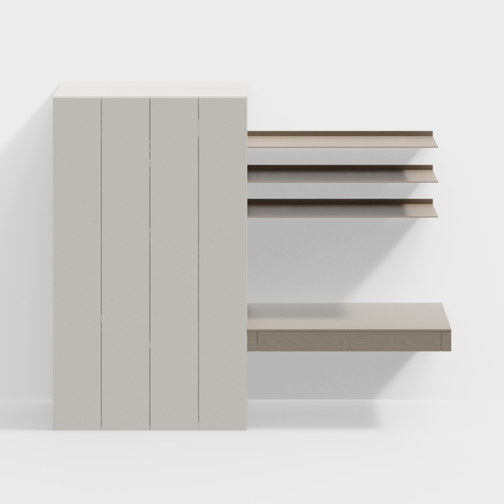 Modern Minimalist Wardrobe with Desk