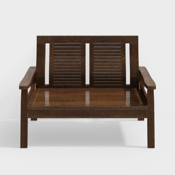 Vintage Wooden Sofa Chair 3D Model