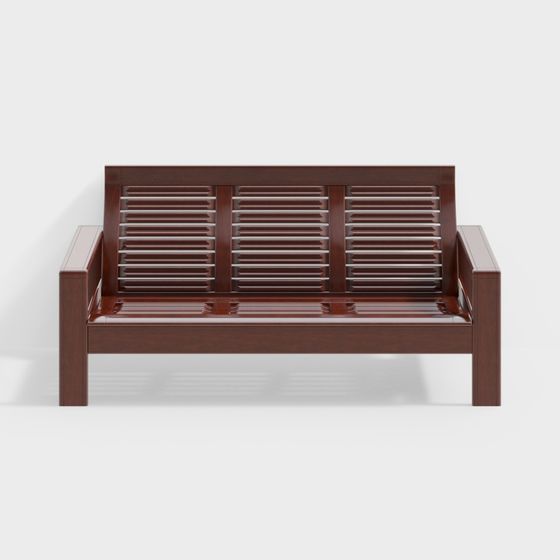 Elegant Low-Poly Wooden Bench 3D model