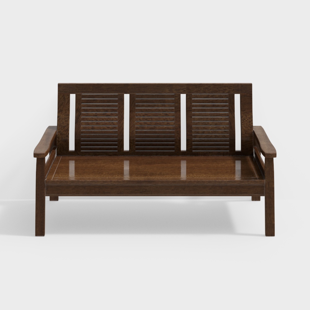 Sofa ba chỗ ngồi gỗ nguyên khối