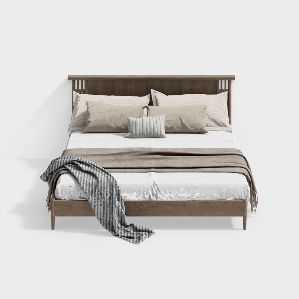 Solid Wood Used Double Bed