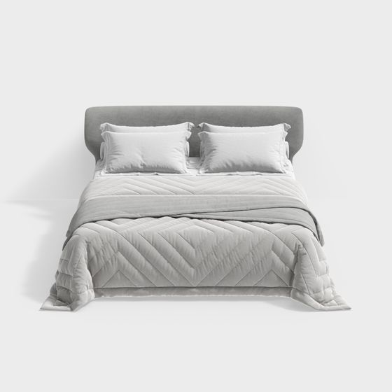 Elegant Low-Poly Bed 3D model for Modern Interiors