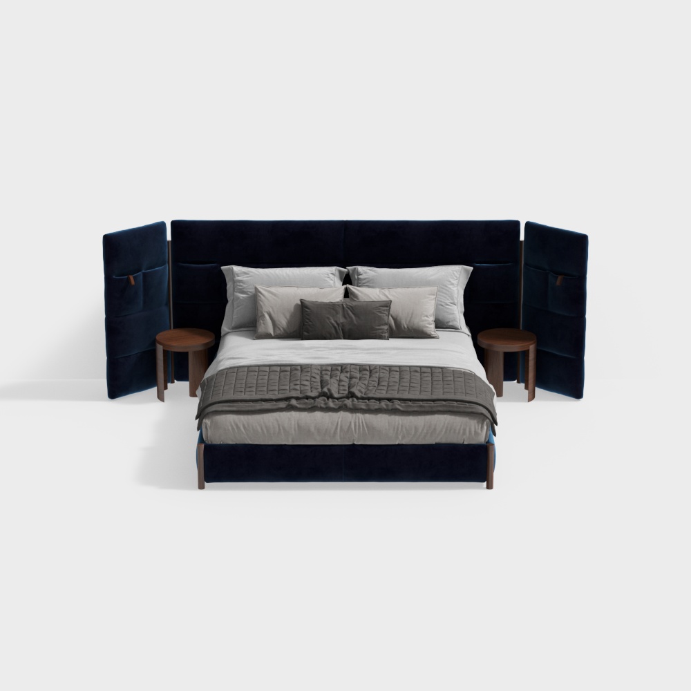 イタリアンスタイルのベッドパーティション付きダブルベッドの組み合わせ