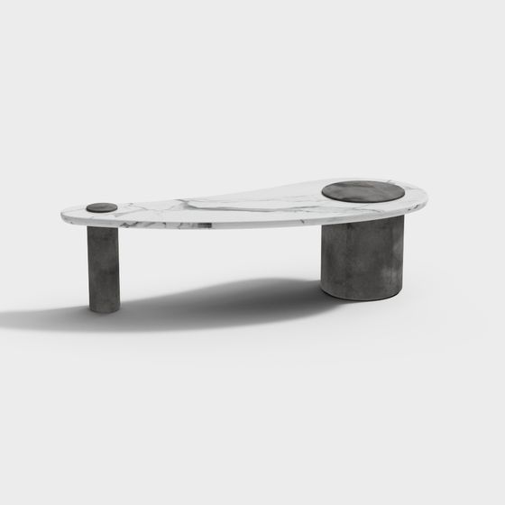 Sleek Marble Coffee Table 3D Model – Modern Low-Poly Design