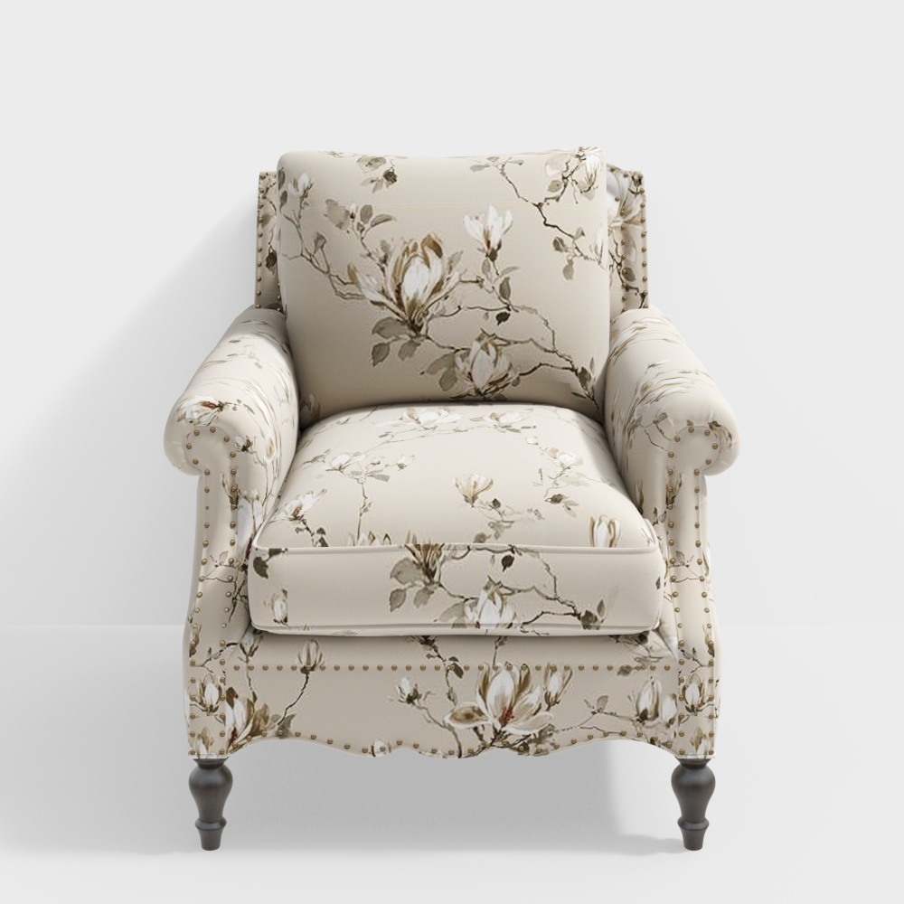 American Patterned Fabric Single Sofa