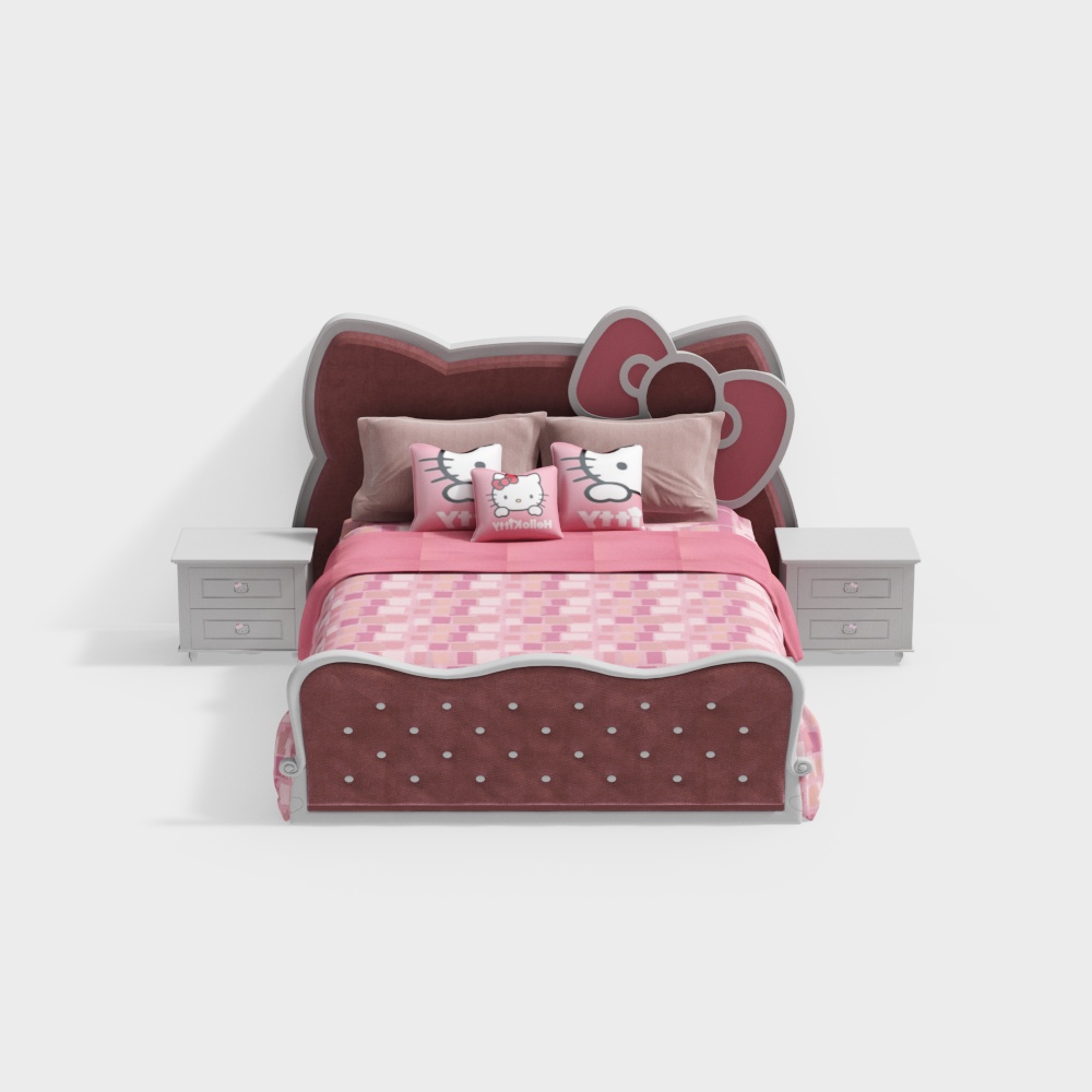 Hello Kitty Themed Bed 3D model