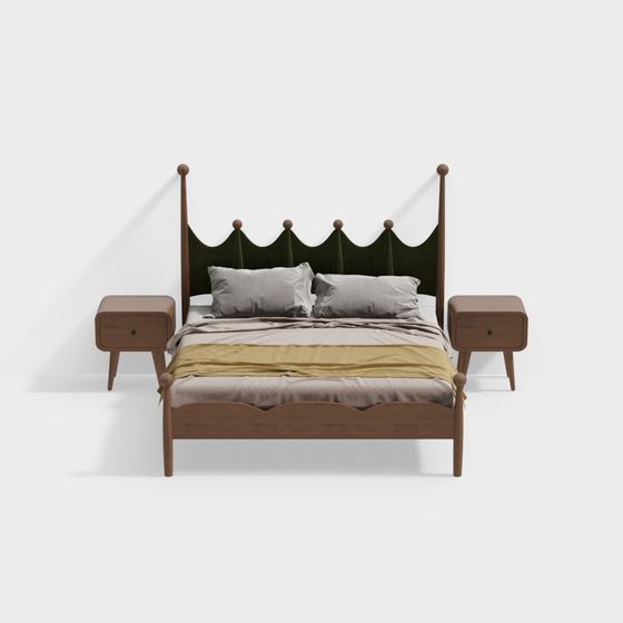 Stylish Scallop Bed 3D Model for Contemporary Living