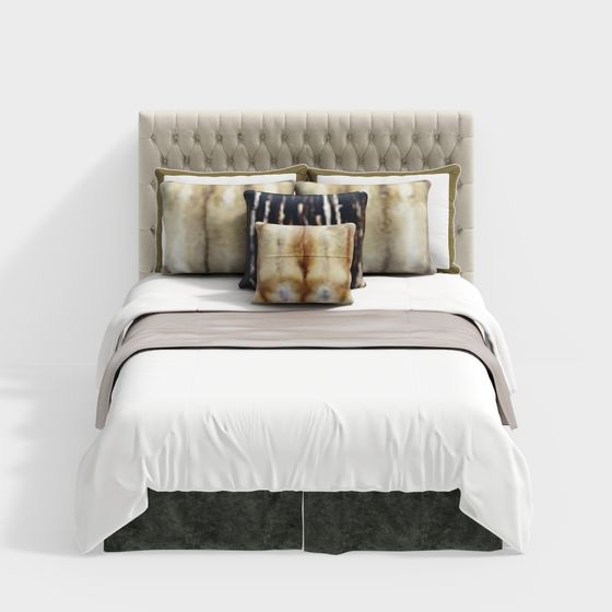 Elegant Low-Polygon Bed 3D Model for Modern Interiors