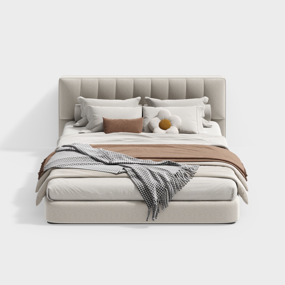 Cama Estilo Crema Moderna