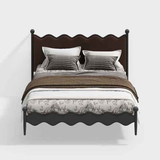 French Cream Wind Bed in Brown