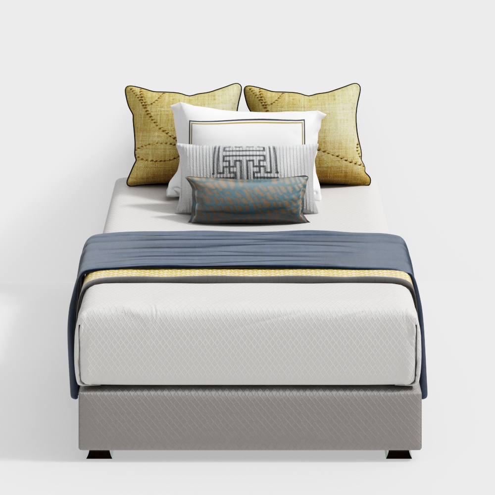 Neuer chinesischer Stil Hotelzimmer Einzelbett ohne Kopfteil