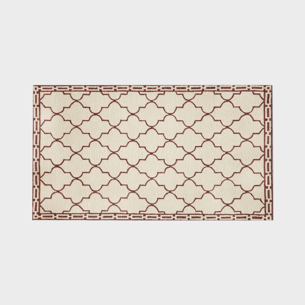 Geometric Lattice Rug 3D Model – Cream & Burgundy Pattern