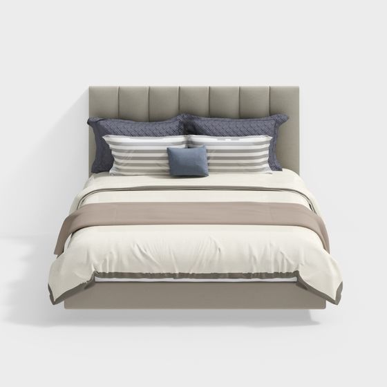 Elegant Low-Poly Bed 3D Model for Modern Interiors