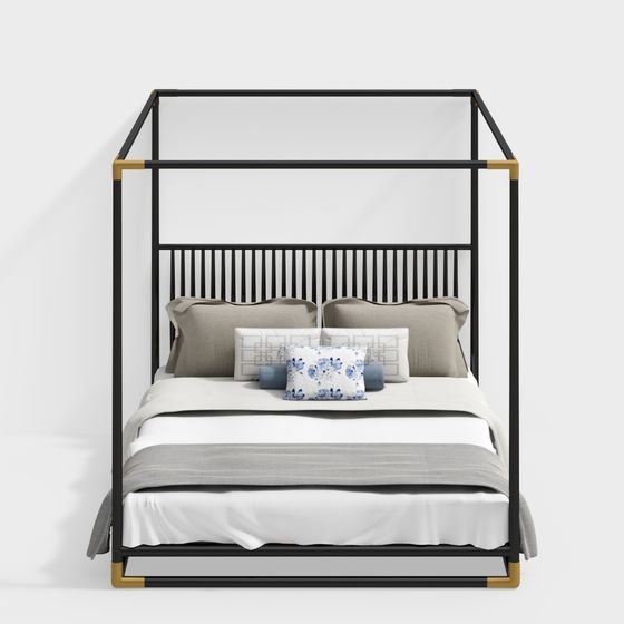 Stylish Canopy Bed 3D model for Cozy Spaces