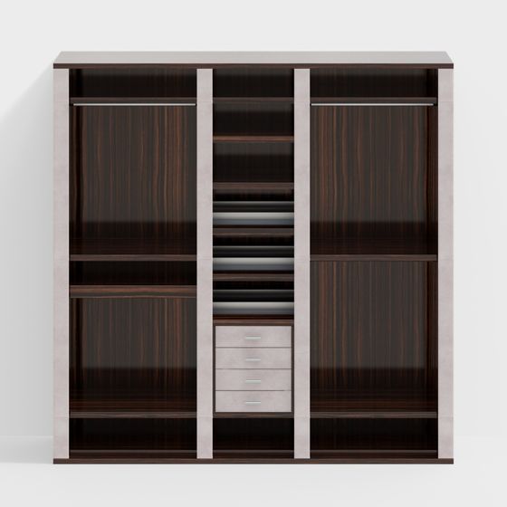 Elegant Low-Poly Wardrobe 3D model
