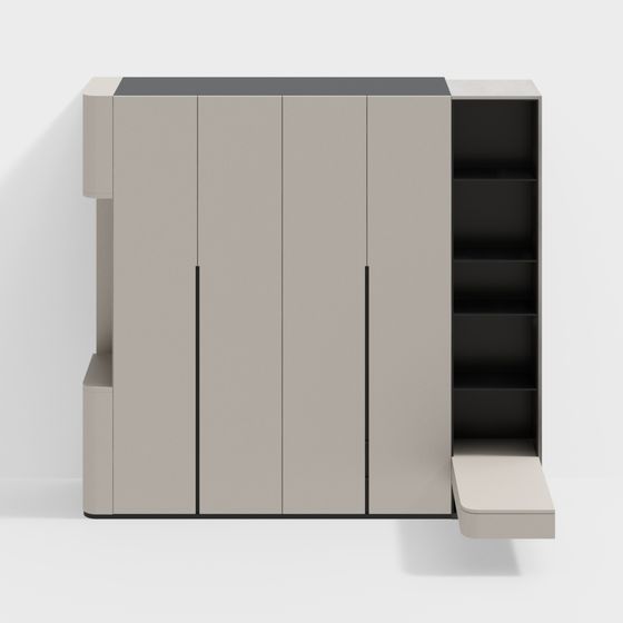 Armoire en L moderne minimaliste avec table de chevet