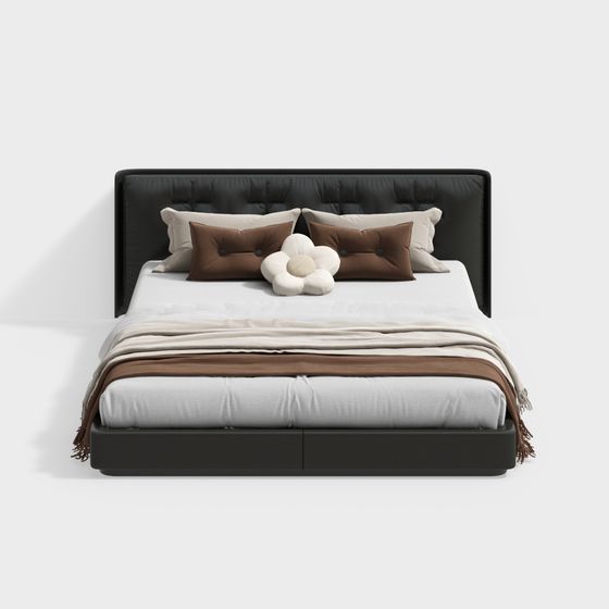 Elegant Low-Poly Bed 3D Model for Modern Design