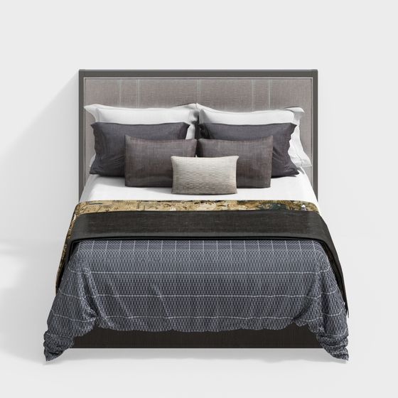 Elegant Low-Poly Bed 3D model for Modern Interiors