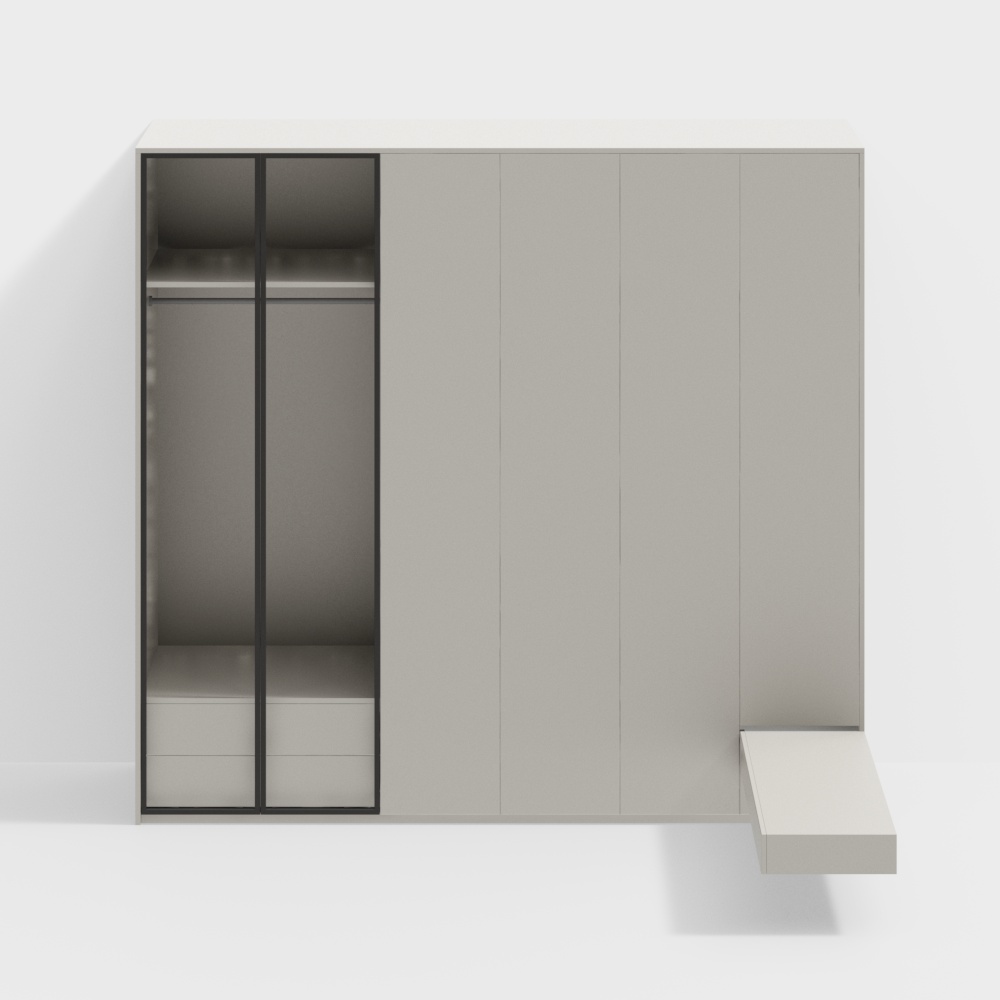 Modern Minimalist L-Shaped Wardrobe with Nightstand