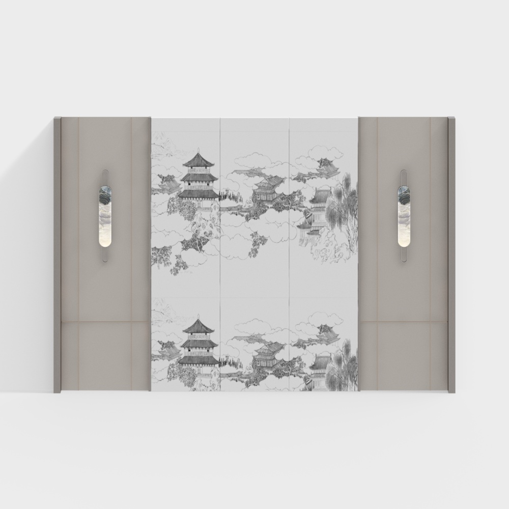 Nền đầu giường kiểu Trung Quốc mới