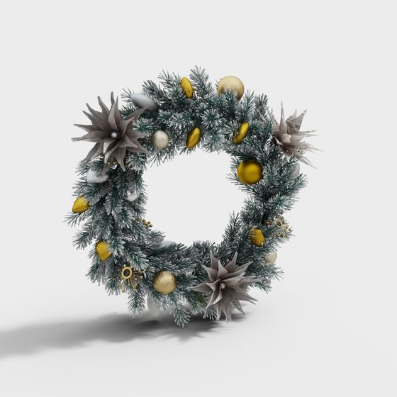 Charming Christmas Wreath 3D model