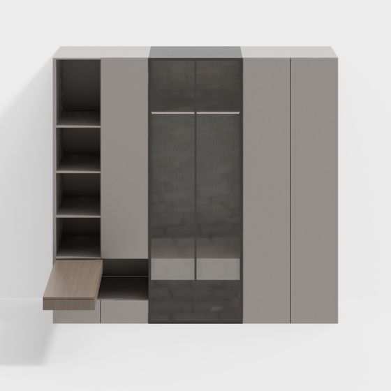 Tủ quần áo tối giản hiện đại có bàn đầu giường