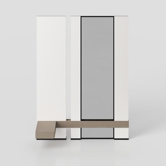 현대 미니멀리스트 침실 파티션과 침대 옆 테이블