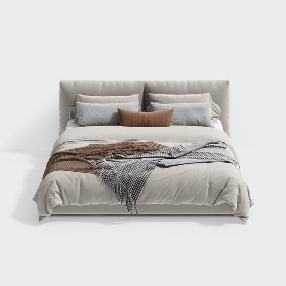 Stylish Low-Poly Bed 3D Model for Cozy Spaces