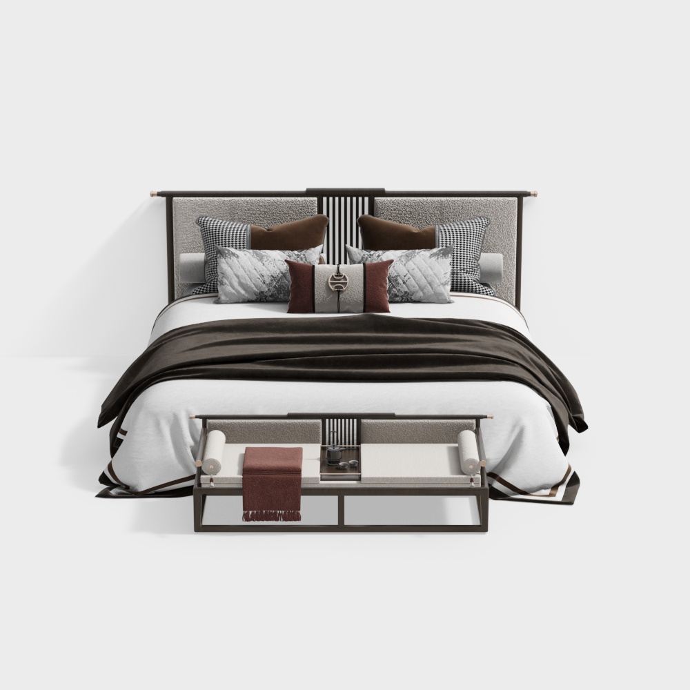 Combinación de cama de dormitorio de nuevo estilo chino