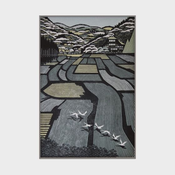 Serene Snowy Village at Dawn 3D model