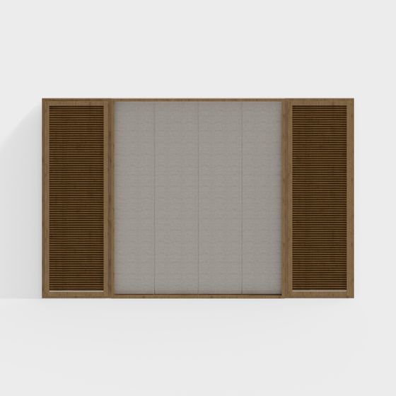 Elegant Wooden Louvered Window 3D model