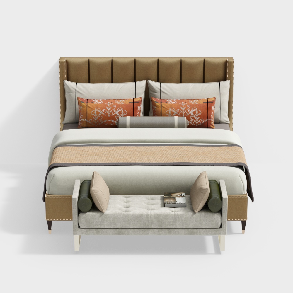 新中式ダブルベッドセット