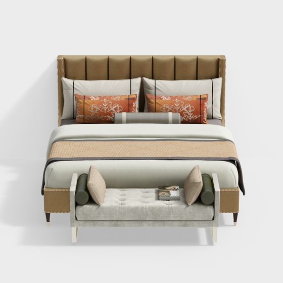 新中式ダブルベッドセット