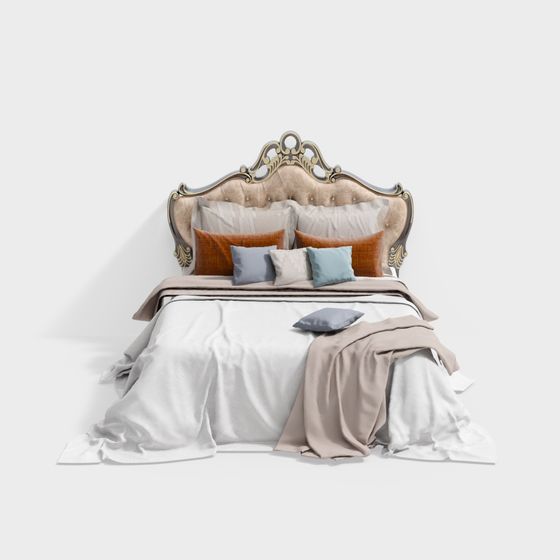 Elegant Low-Poly Bed Frame 3D model