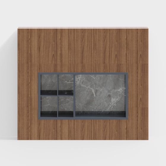 Minimalist Wood Fireplace Panel 3D model