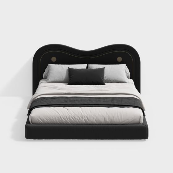 Streamlined Black and Gold Bed 3D model