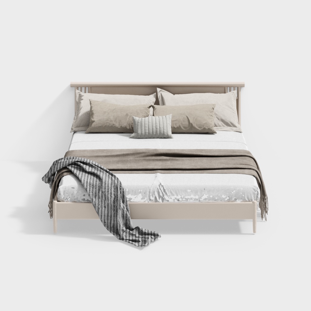 Japanese Style Log Double Bed