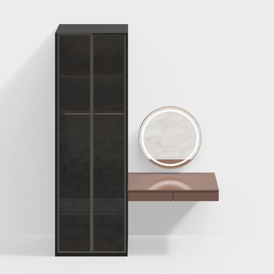 Urban Bookshelf and Mirror Combination 3D model