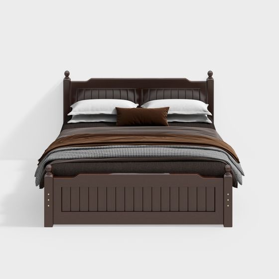 Stylish Vintage Bed 3D model for Modern Interiors