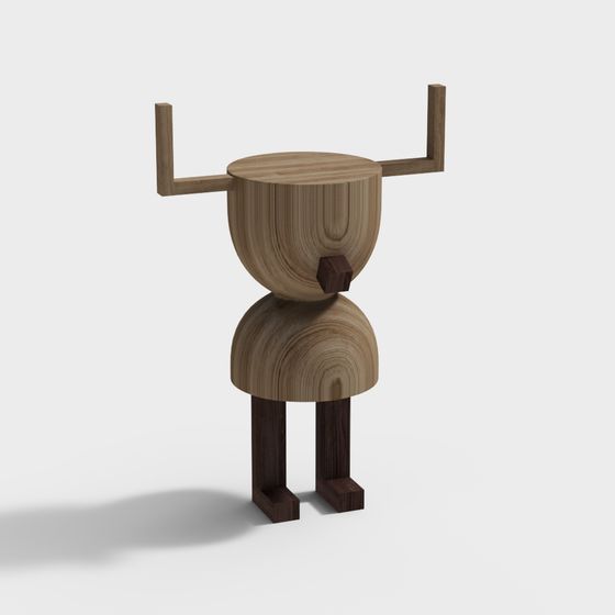 Charming Wooden Robot 3D model