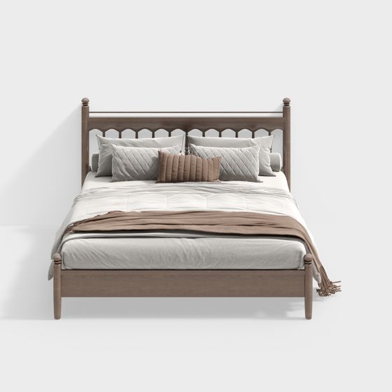 Elegant Minimalist 3D Bed Model for Modern Interiors