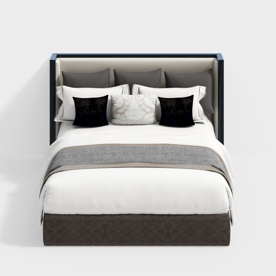 Stylish Modern Bed 3D model for Serene Spaces