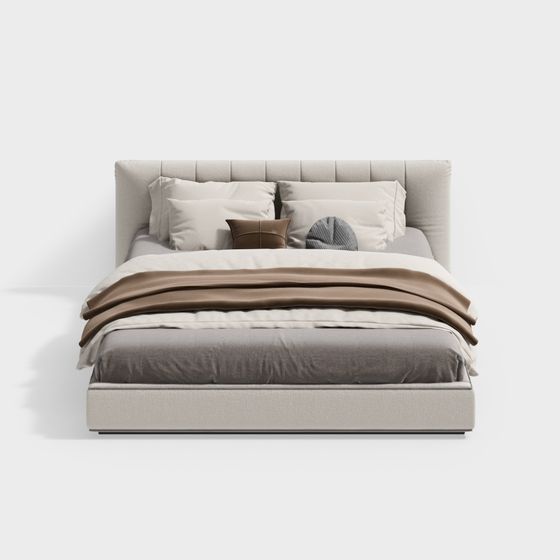 Modern Cream-Style Double Bed in Beige